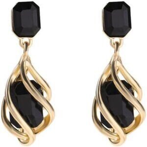 Bridal Prom Pageant Rhinestone Statement Crystal Rectangle Drop Dangle Earrings